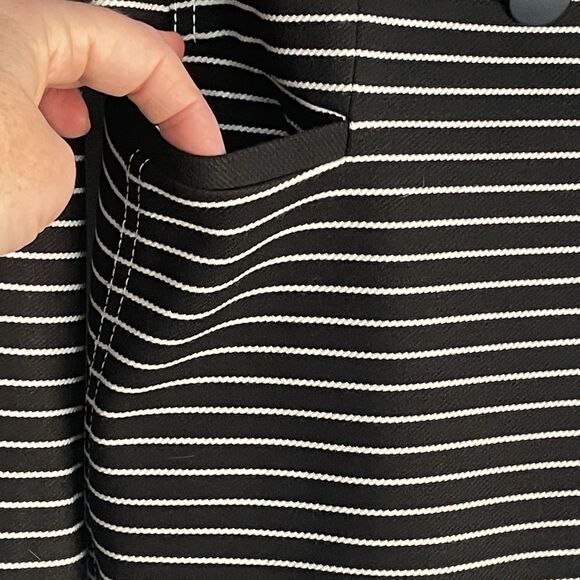 LAFAYETTE 148 Striped Blazer Sz 4 Devin Asymmetric Button Front Black Jacket - Picture 7 of 15